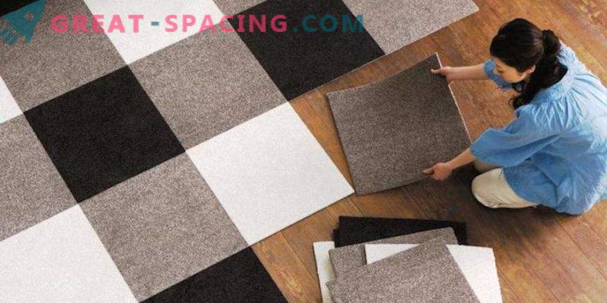 Плитки од килими: карактеристики и предности на материјалот