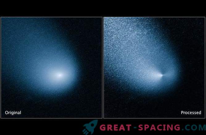 Hubble bearbeitete ein Foto eines Kometen Siding Spring, der sich dem Mars nähert.