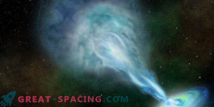 Plasma spuckender Quasar beleuchtet das junge Universum
