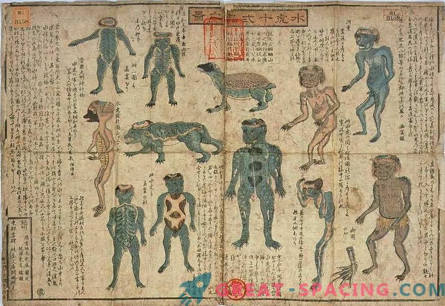 Die 200 Jahre alte Ausstellung des Japanischen Museums ähnelt einem Kappa-Mythos. Version von Ufologen